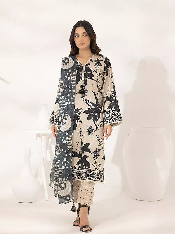 3PC Unstitched Printed Lawn Silk Suit (ASI291)