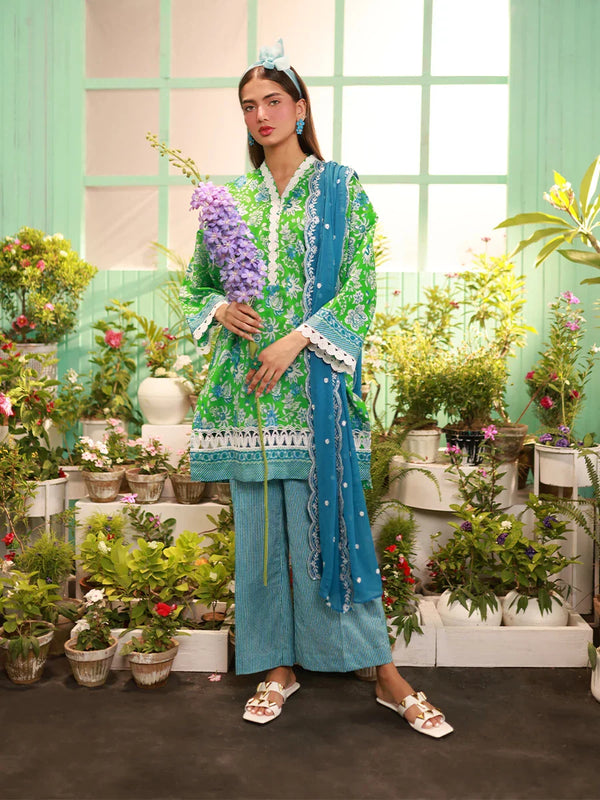 3PC STITCHED LUXURY LAWN EMBROIDERED SUIT
