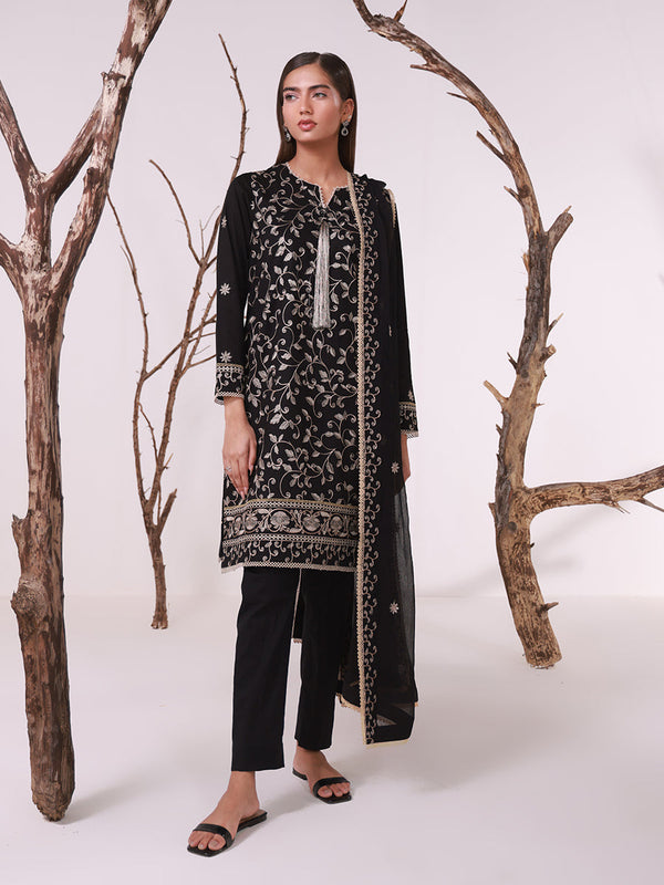 MONOCHROME EMBROIDERED LAWN SUIT