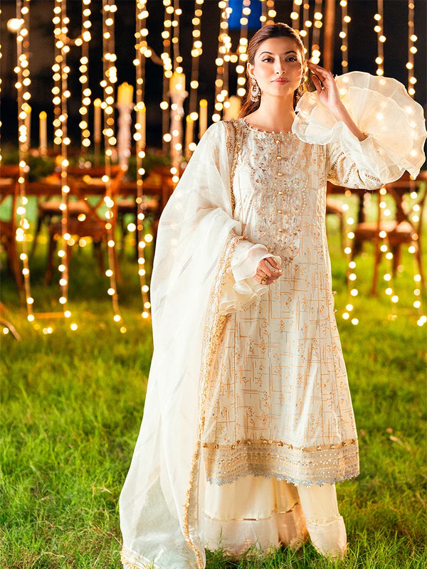 3PC Unstitched Luxury Lawn Embroidered Suit