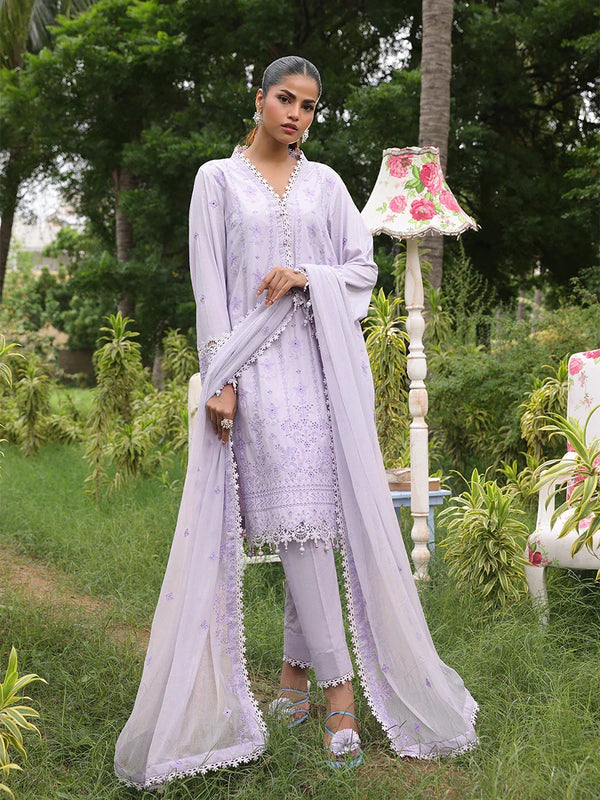 3PC STITCHED CHIKANKARI CAMBRIC EMBROIDERED SUIT (CK005)