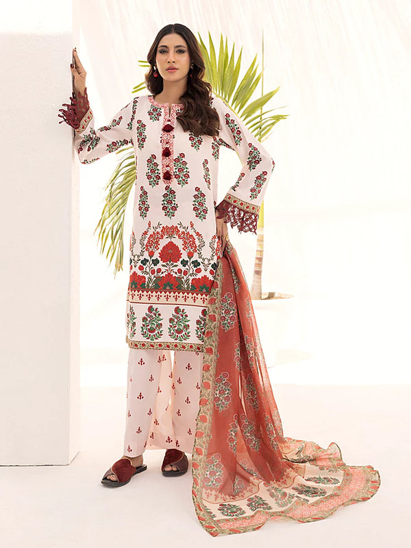 3PC Unstitched Printed Lawn Silk Suit (ASI093)