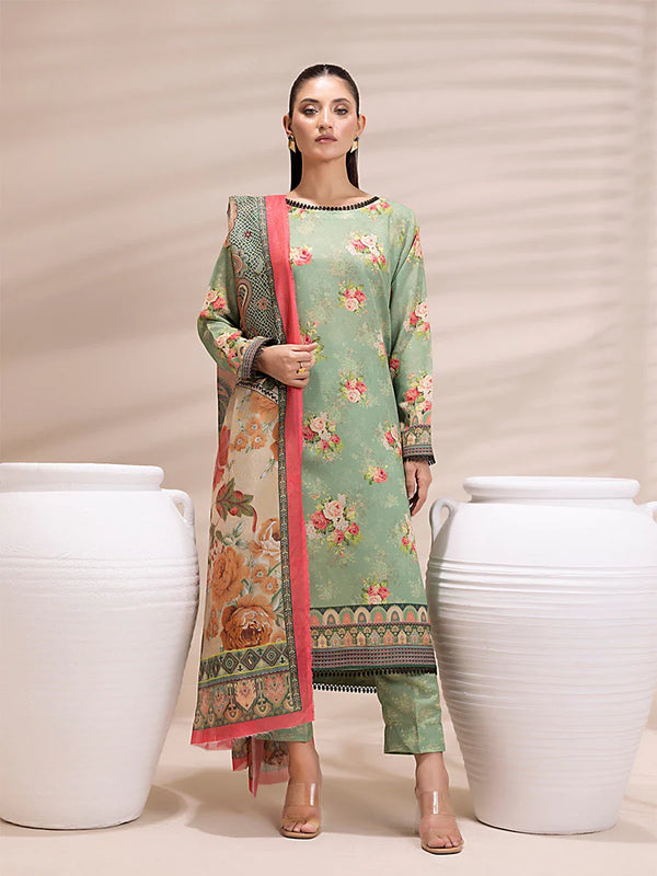 3PC Unstitched Printed Lawn Silk Suit (ASI159)