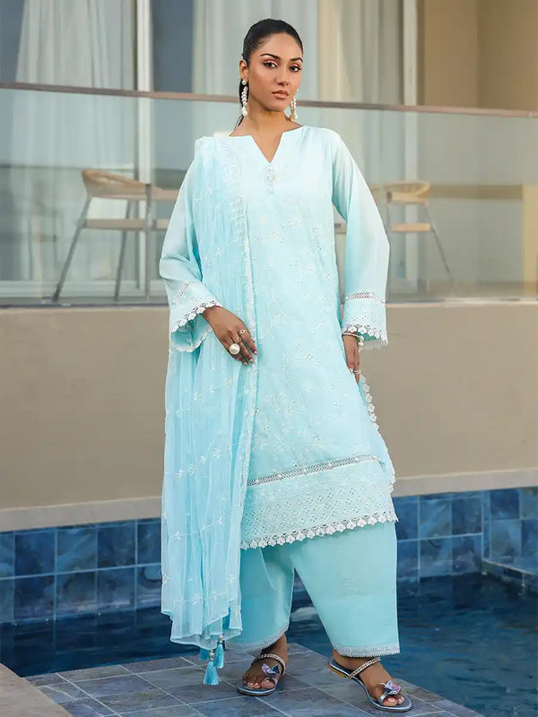 3PC Unstitched Embroidered Lawn Suit (ALM061)