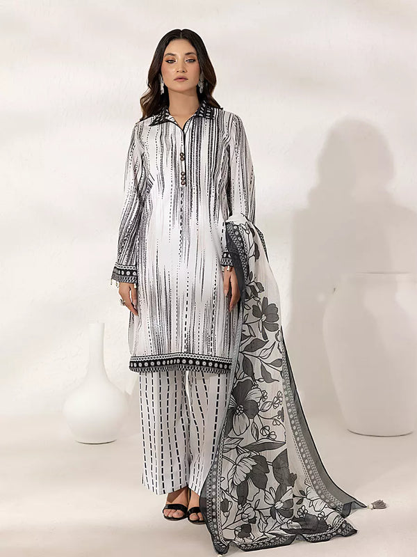 3PC Unstitched Printed Lawn Silk Suit (ASI289)