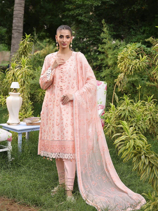 3PC STITCHED CHIKANKARI CAMBRIC EMBROIDERED SUIT (CK007)