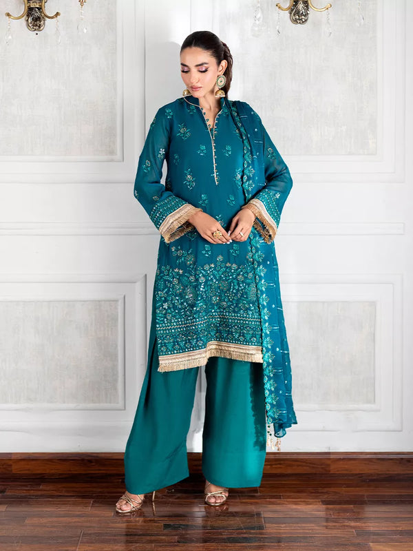 3PC Unstitched Chiffon Embroidered Suit (CH069)