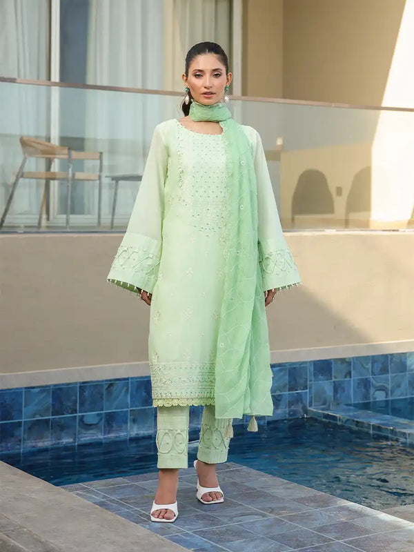 3PC Unstitched Embroidered Lawn Suit (ALM059)