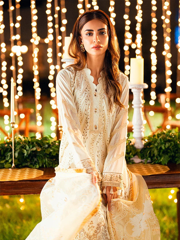 3PC Unstitched Luxury Lawn Embroidered Suit