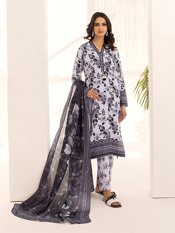 3PC Unstitched Printed Lawn Silk Suit (ASI103)