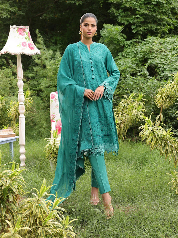 3PC STITCHED CHIKANKARI CAMBRIC EMBROIDERED SUIT (CK008)