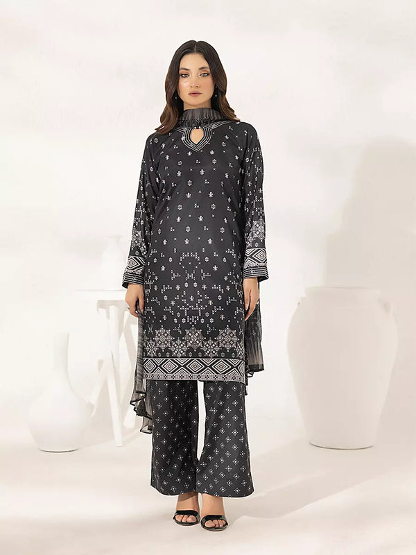 3PC Unstitched Printed Lawn Silk Suit (ASI284)