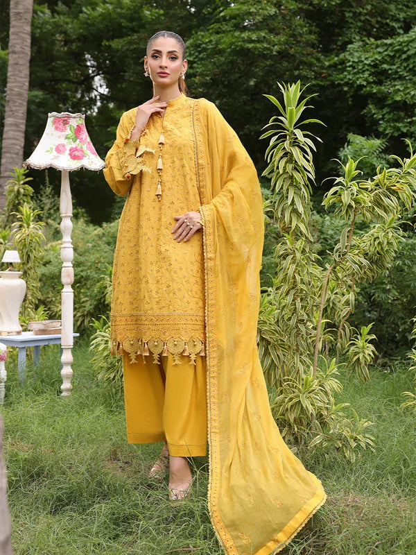 3PC STITCHED CHIKANKARI CAMBRIC EMBROIDERED SUIT (CK010)