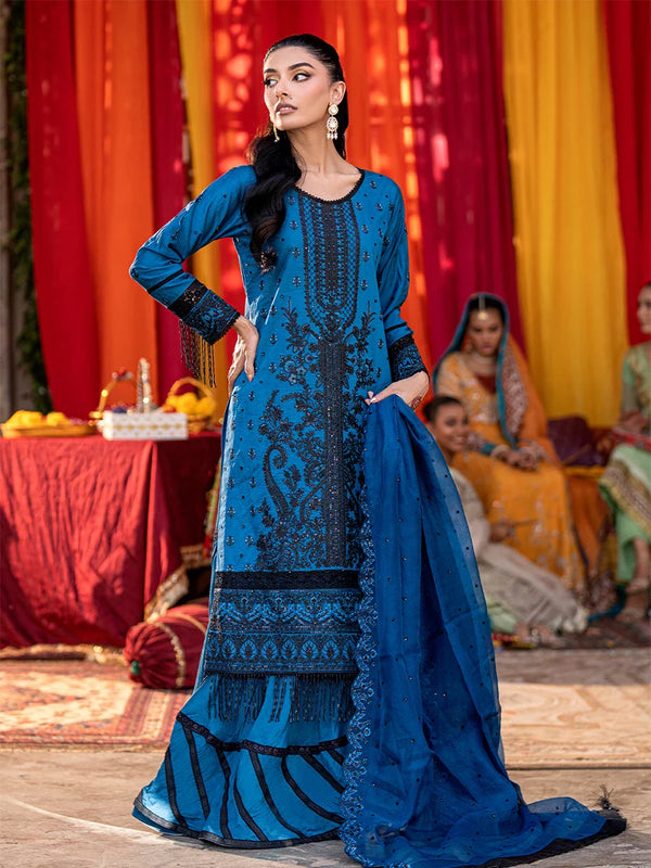 3Pc Unstitched Festive Embroidered Suit (No018)