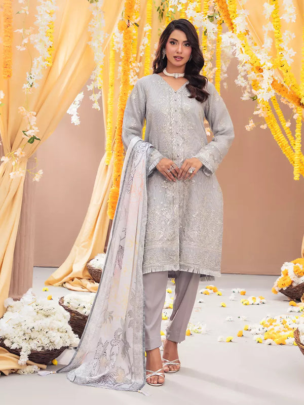 3Pc Unstitched Festive Embroidered Suit (No066)