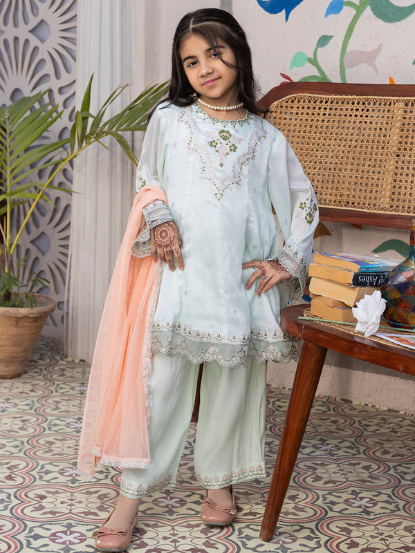 Pistachio Green Shimmer 2 Piece Stitched - ALGR-3PS-LS-012
