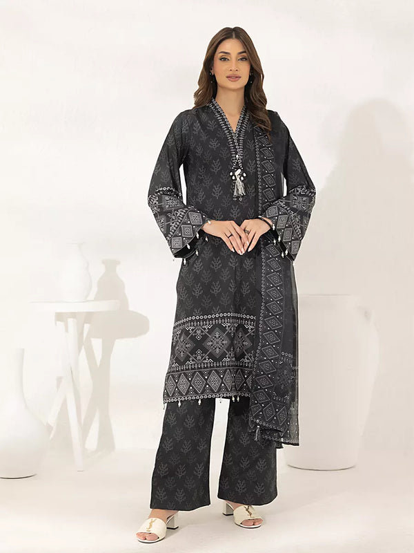 3PC Unstitched Printed Lawn Silk Suit (ASI281)