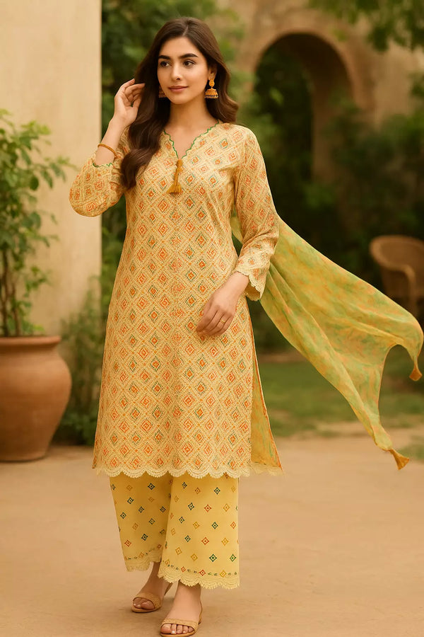3PC Unstitched Printed Lawn Silk Suit (SUNS7ASI177)