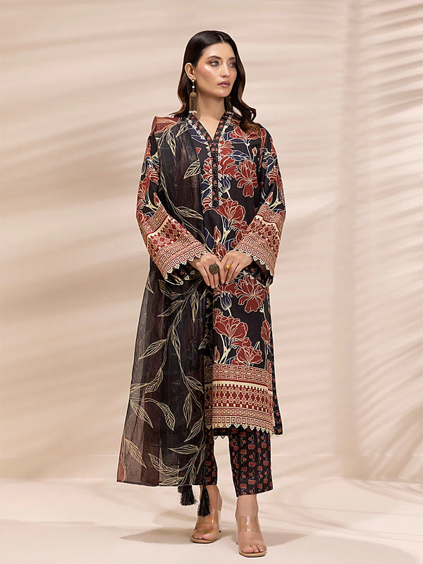 3PC Unstitched Printed Lawn Silk Suit (ASI146)