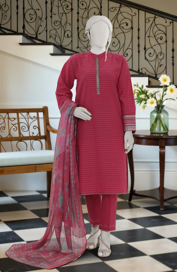 EMBROIDERED ZARI TAR STITCHED 3 PIECE
