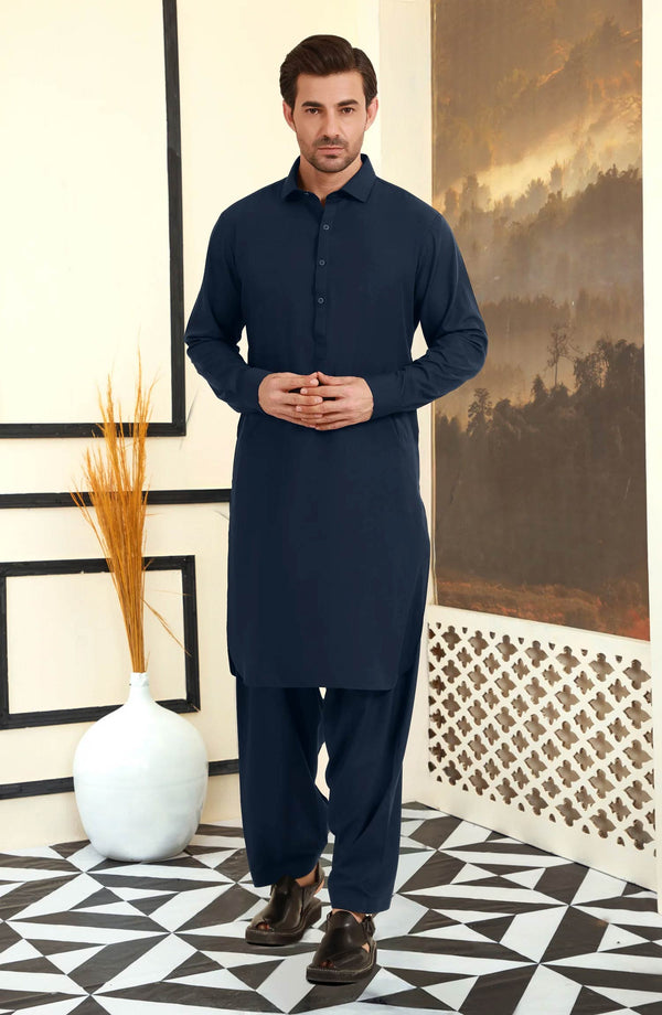 NAVY BLENDED KAMEEZ SHALWAR