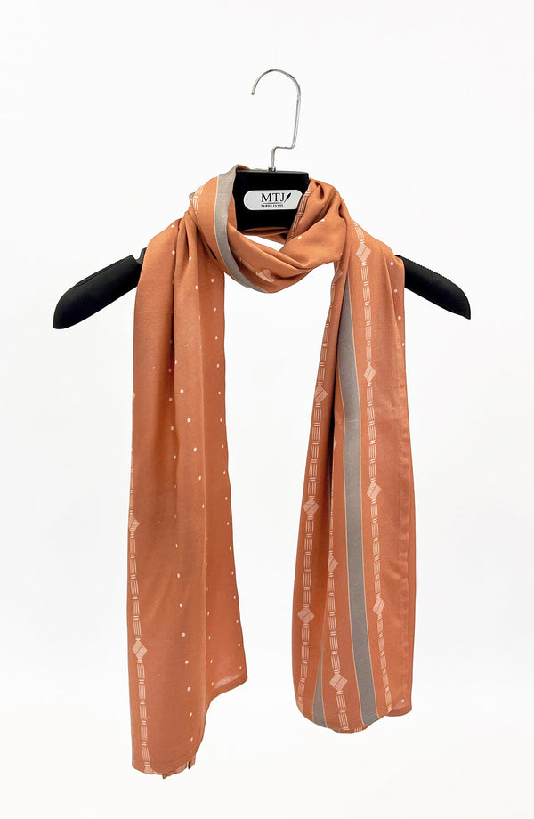 PEACH PRINTED VISCOSE STOLE