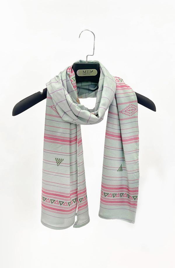 DUSTY BLUE PRINTED VISCOSE STOLE