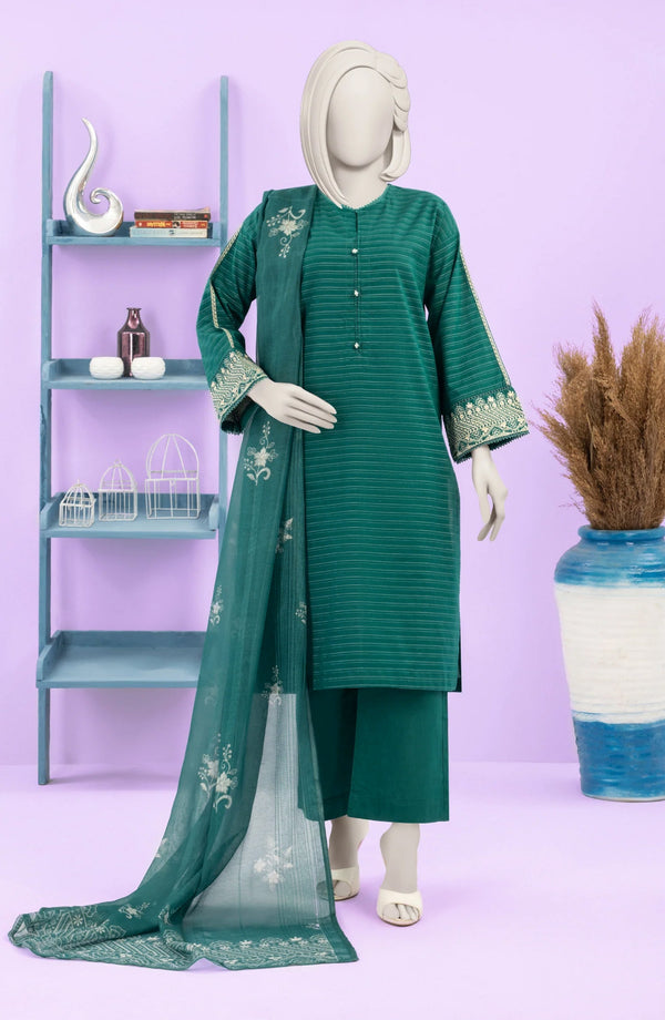 EMBROIDERED ZARI TAR STITCHED 3 PIECE