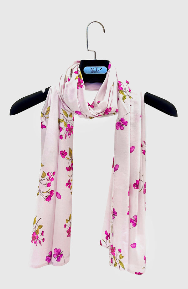 LIGHT-PINK PRINTED VISCOSE STOLE