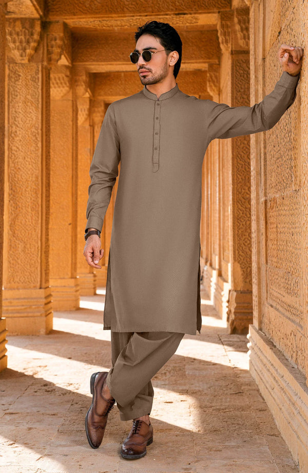 TEA BROWN CHAMBRAY KAMEEZ SHALWAR