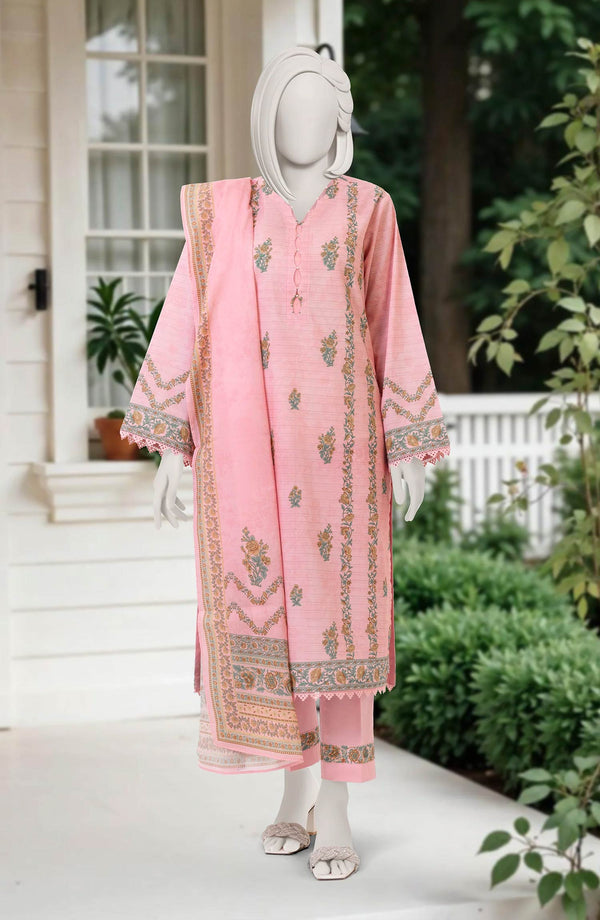 PRINTED ZARI TAR LAWN STITCHED 3 PIECE