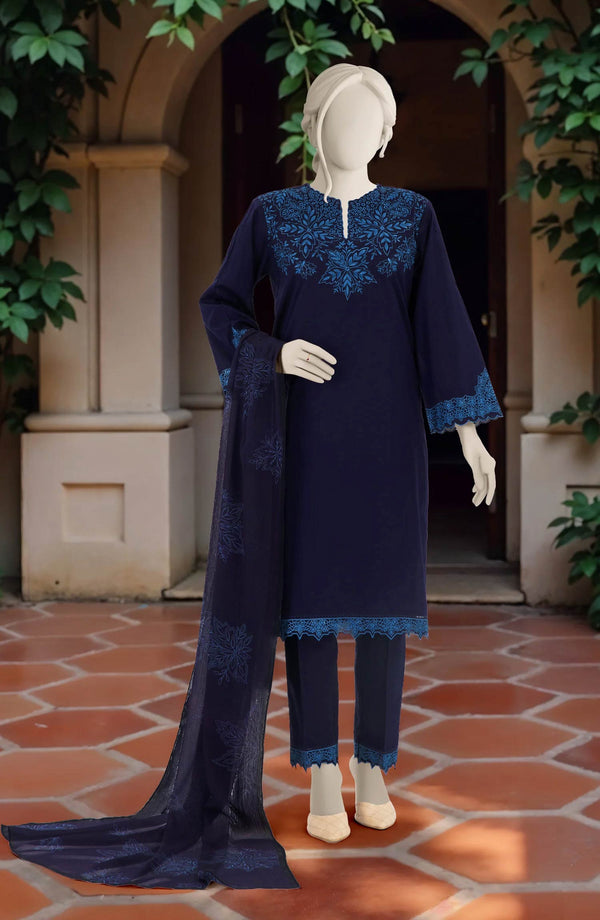 EMBROIDERED CAMBRIC STITCHED 3 PIECE
