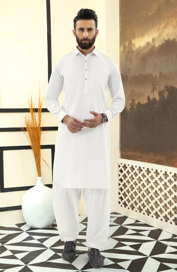 WHITE 100% COTTON KAMEEZ SHALWAR