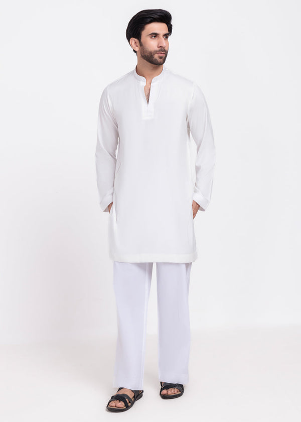 O-White-Blended-Kurta - (MP1PBW25BM9O4)