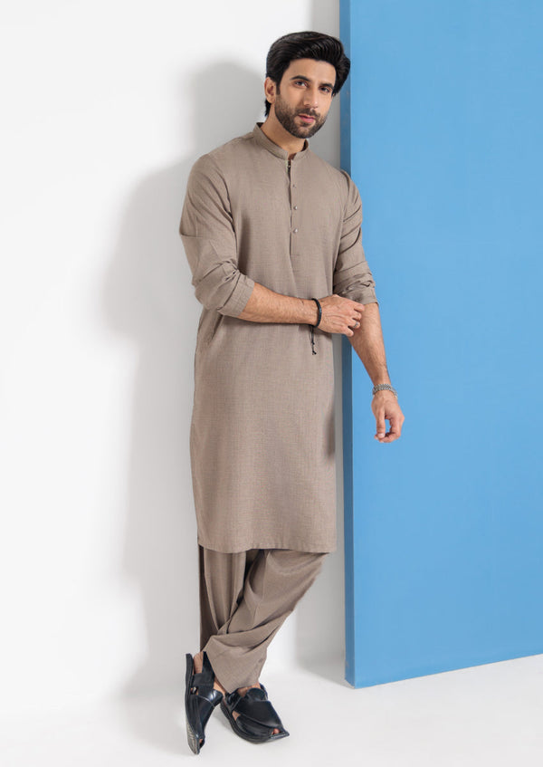 Taupe-Blended-Kurta Shalwar - (MPS25KSE2062)
