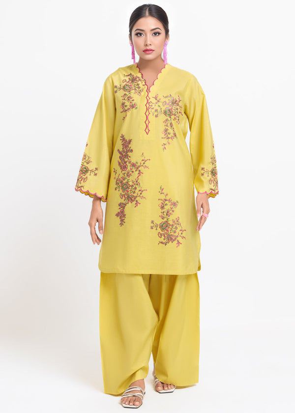 Lime-Cotton Silk-2 Piece (WPS25SE2052)