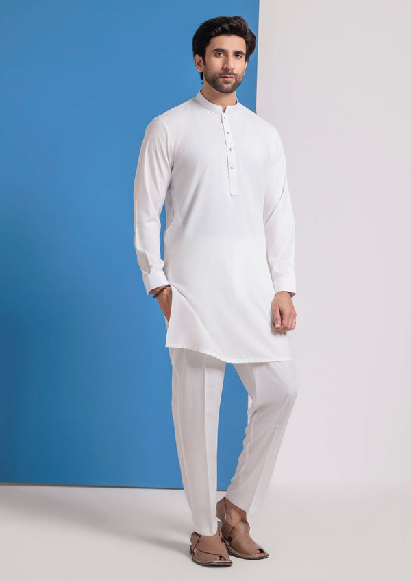 O-White-Blended-Kurta Trouser - (MPS25KPS2038)