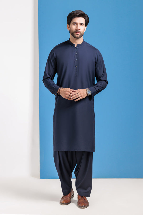 Navy-Blended-Shalwar Suit - (M25SSE2038)