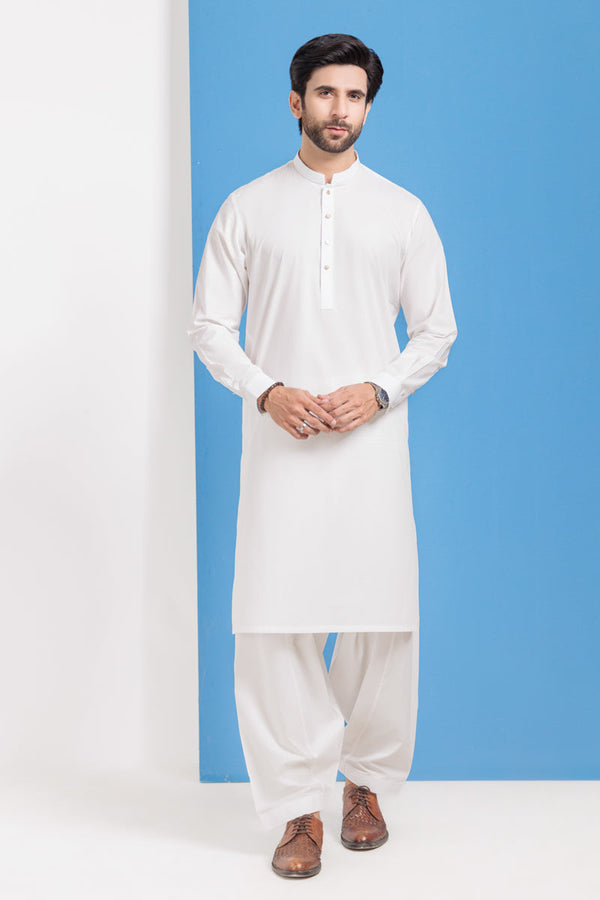 O-White-Cotton-Shalwar Suit - (MPS25SSE2073)