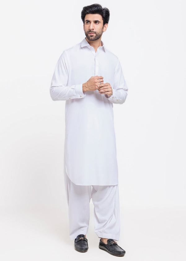 White-Blended-Shalwar Suit - (MPS25SSS2074)
