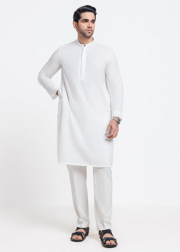 White-Cotton-Kurta - (MPS25KUE1102)