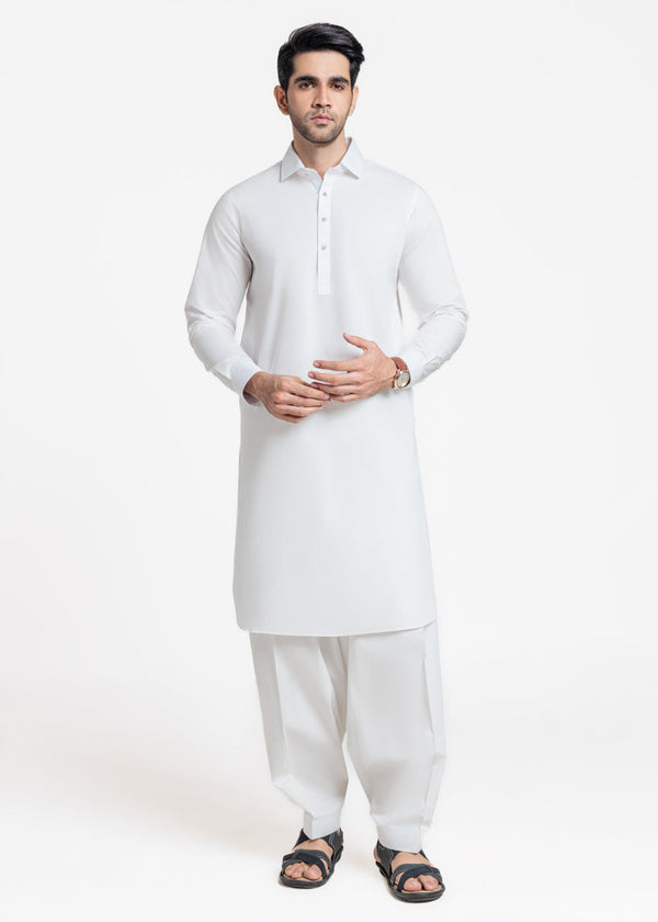 White-Cotton-Shalwar Suit - (MPS25SSS2042)