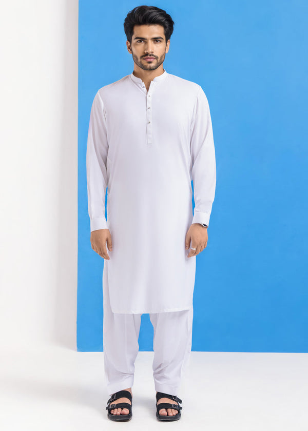 White-Blended-Shalwar Suit - (MPS25SSS2040)