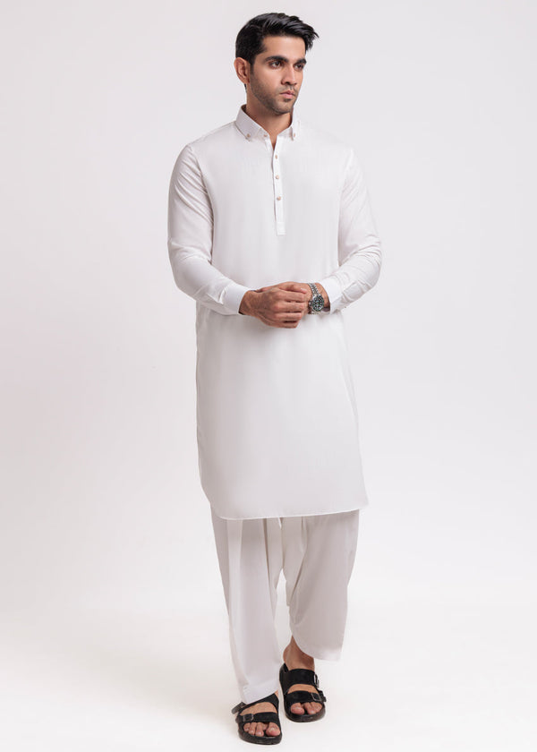 White-Blended-Shalwar Suit - (MPS25SSE2054)