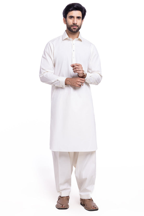 O-White-Cotton-Shalwar Suit - (MPS25SSS2044)