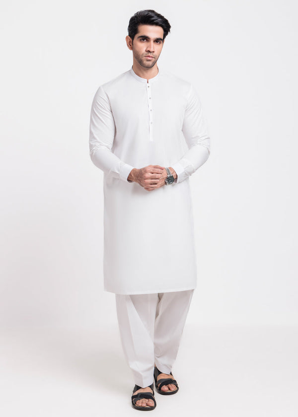 White-Blended-Shalwar Suit - (MPS25SSS2043)