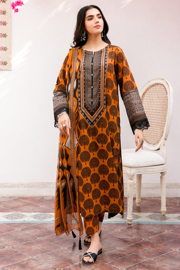 3-PC Printed Lawn Shirt with Chiffon Dupatta and Trouser CPM-4-03