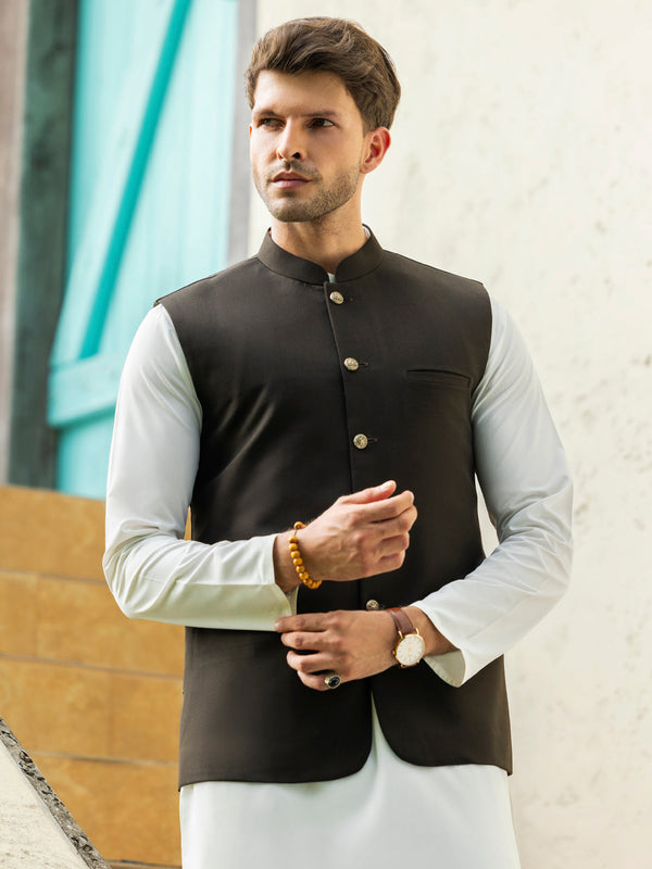 Dark Brown Blended Waistcoat - ALET-WC-1004-R1