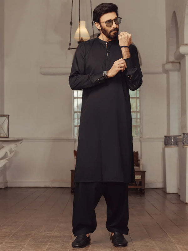 Black Plain Kameez Shalwar - ALET-KS-1014-R4
