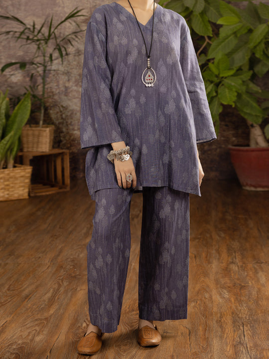 Blue Linen 2Pc Stitched - ALCR-2PS-LKS-1102